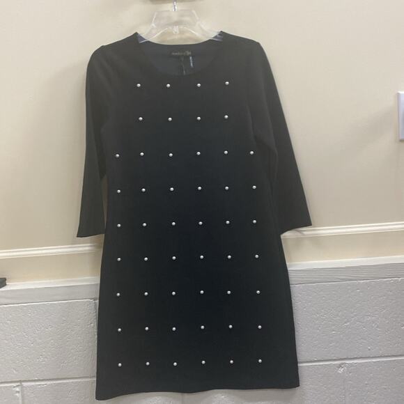 Jane & John women’s size Small suede like black dress with pearls - Picture 1 of 5